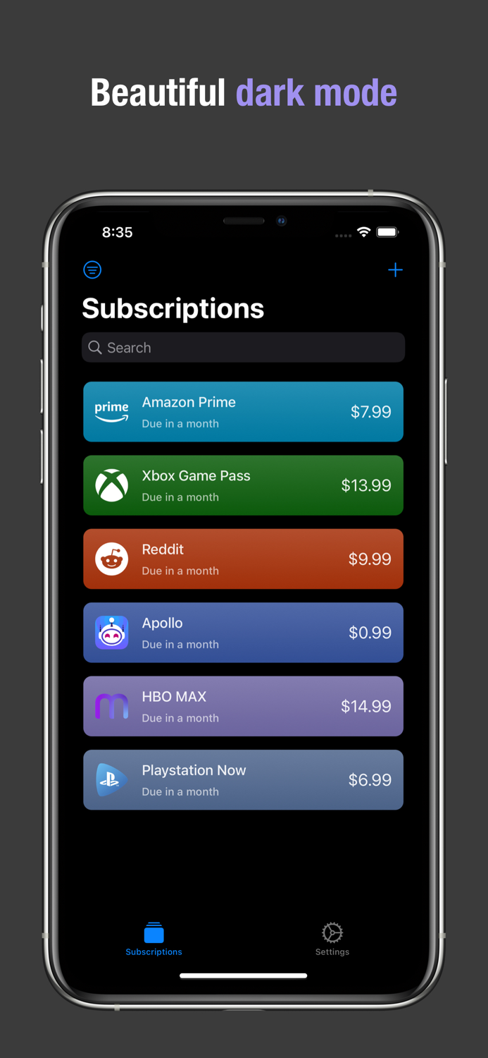 Subscriptions - Track Expenses