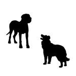 Silhouettes of dogs