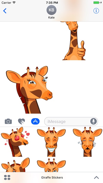 Cute Giraffe Emoji Animal Stickers for iMessage