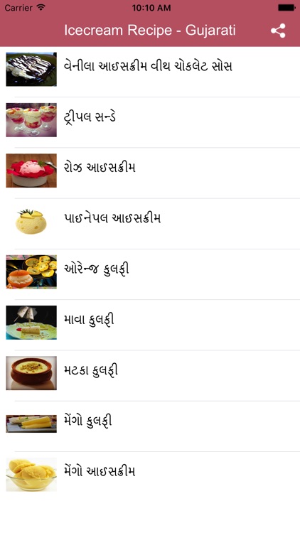 Icecream Recipes in Gujarati