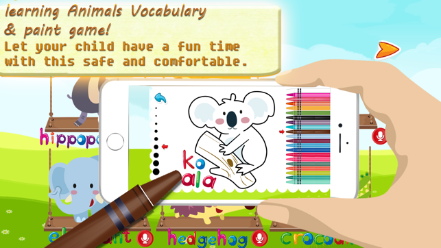 Animal Vocab & Paint Game - 動物莊園 畫畫塗色 教室 對於 小天使(圖3)-速報App