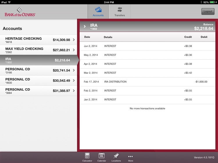 Bank of the Ozarks Mobile for iPad