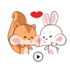 Animated Happy Rabbit and Squirrel Stickers