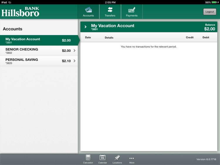 Hillsboro Bank for iPad