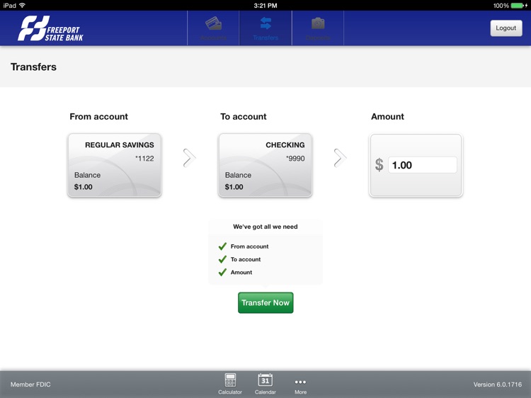 Freeport State Bank Mobile Banking for iPad screenshot-3