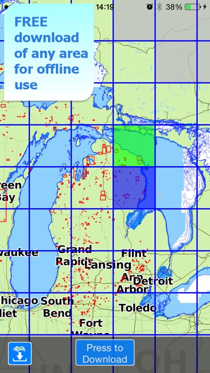 Aqua Map Michigan MI Lakes and Great Lakes HD screenshot-4