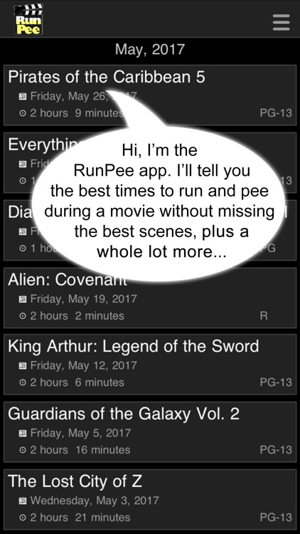 RunPee: because theaters don't have pause buttons. screenshot-0