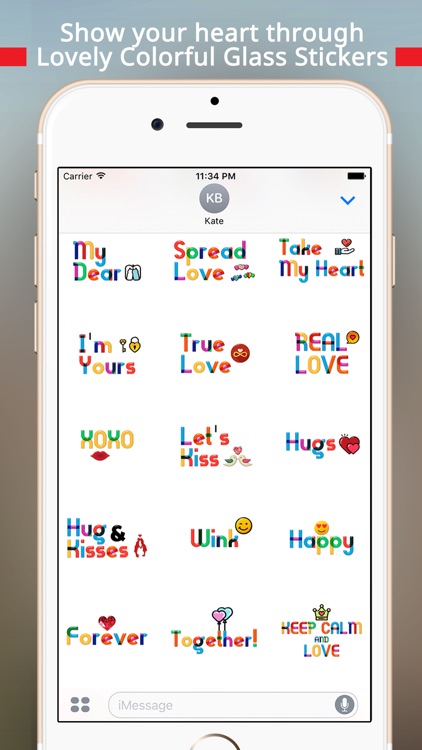 Lovely Colorful Glass Sensitive Word Stickers screenshot-3