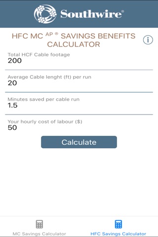 Southwire® MCAP® Savings Calc screenshot 3