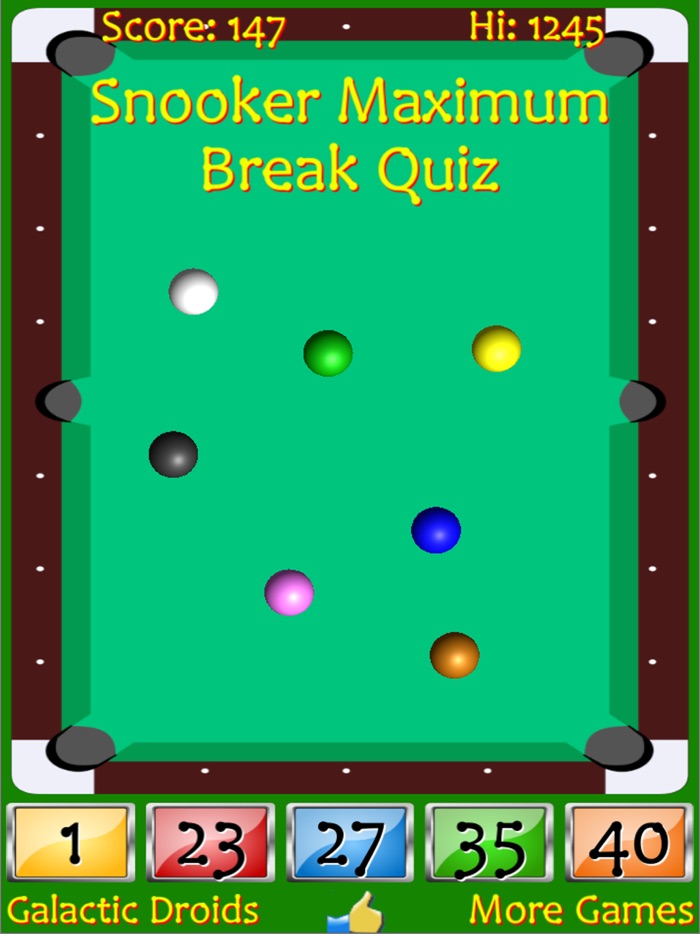 Snooker Maximum Break Quiz