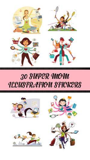 Super Mom Illustration Stickers