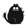 Lucky Black Puffy Cat Emoji Stickers