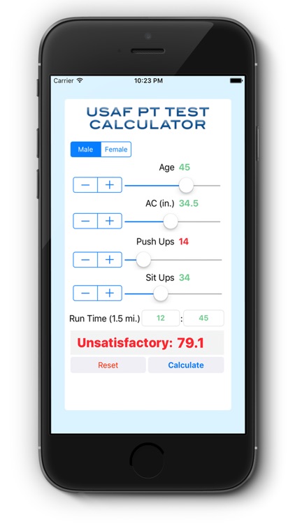 USAF PT Test Calculator