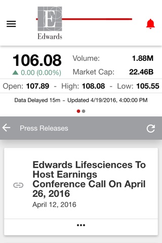 Edwards Investor Relations screenshot 2
