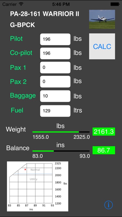 G-BPCK Weight and Balance