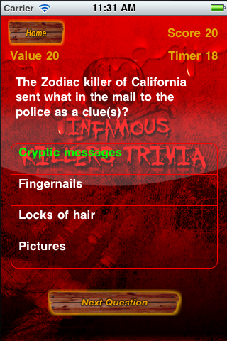 Infamous Killer Trivia screenshot 2