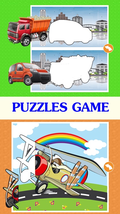 Kids vehicle games : Toddlers boys learning puzzle