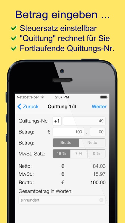 Quittung PLUS - Der Quittungsblock.