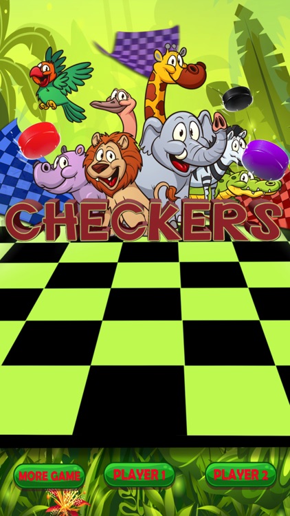 Checkers Board Puzzle Wild Animals Game