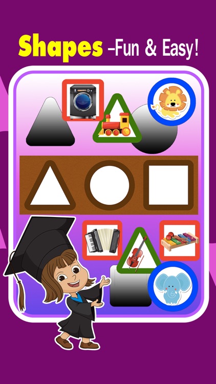 Shapes learning with 3-in-1 kids education games