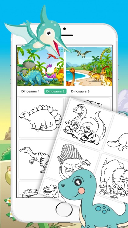 Dinosaurs Drawing Coloring Pages for kids