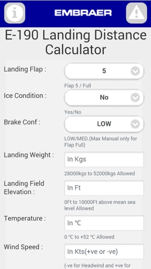 E190 Landing Distance Calc