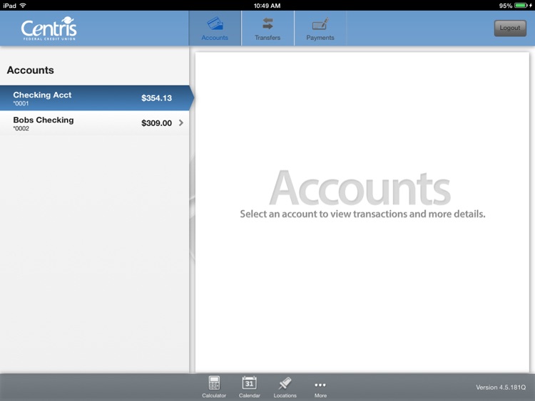 Centris Mobile Banking for iPad