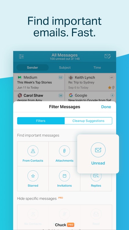 Chuck Email: Organized Mailbox screenshot-4