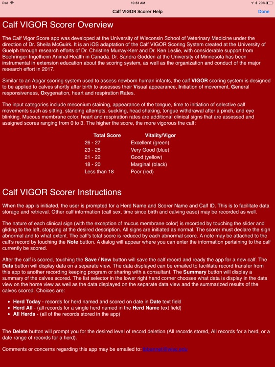 Calf VIGOR Scorer