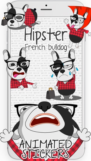 Hipster French bulldog sticker(圖1)-速報App