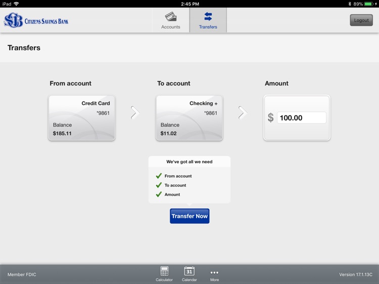 Citizens Savings Bank Tablet screenshot-3