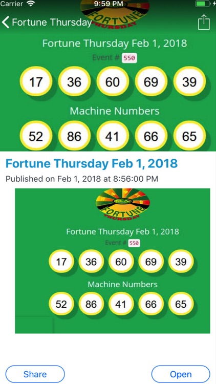 thursday fortune lotto result