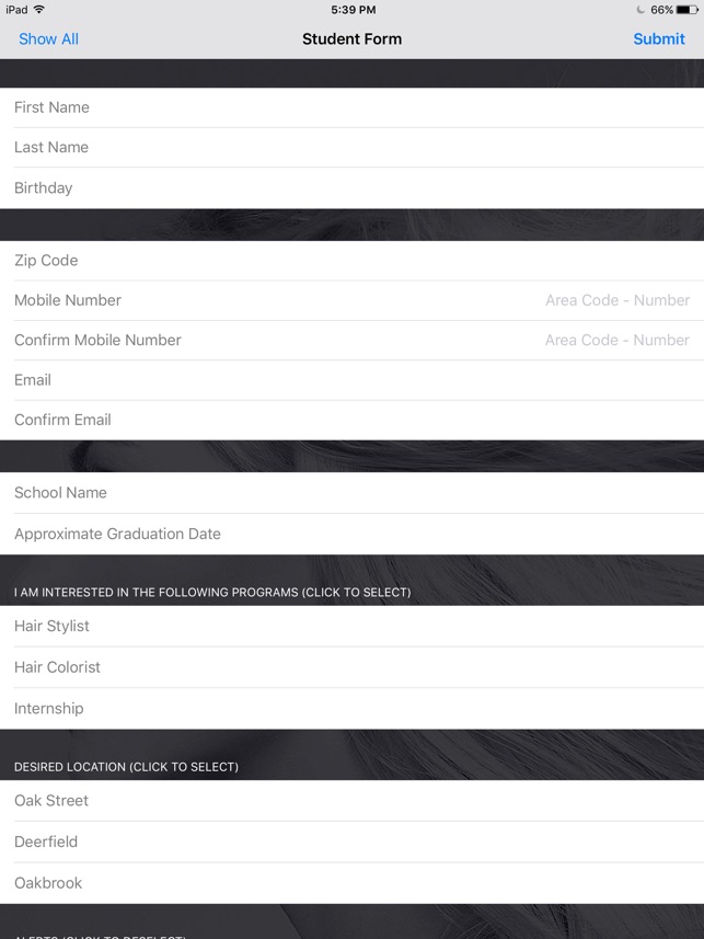 Salonclouds Student Form