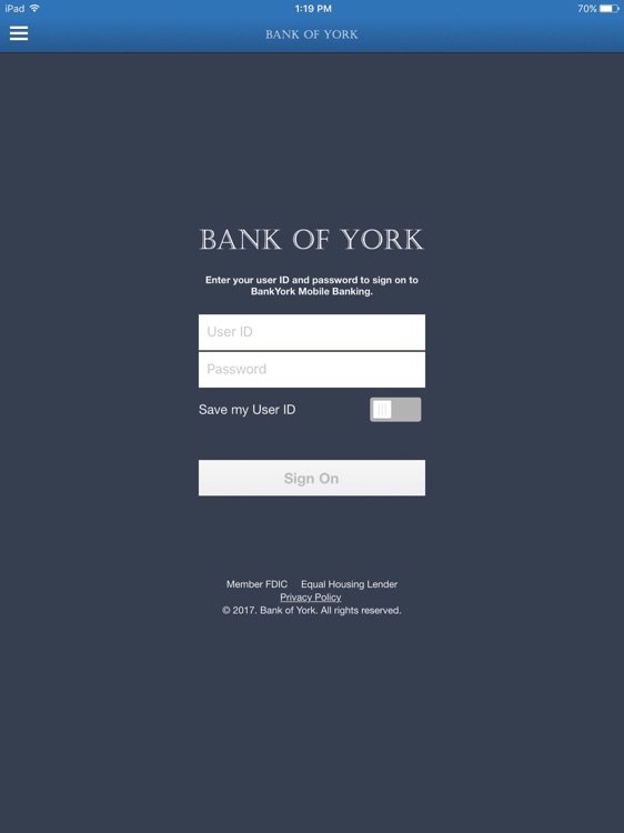 BankYork Mobile for iPad