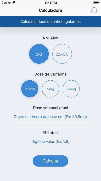 Calculadora de Anticoagulante