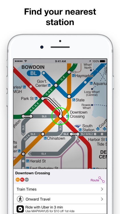 Boston T Map - MBTA subway map by Mapway Limited