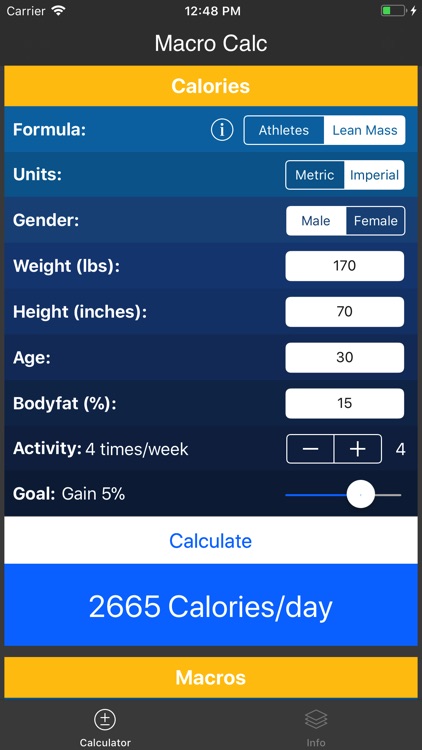 IIFYM Macro/Calorie Calculator