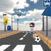 길거리에서 멀리 공 차기