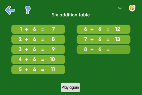 Addition Tables: Math is Fun screenshot 2