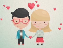 Share love to your couple is easy, lovely stickers with cartoons and hand draw style stickers