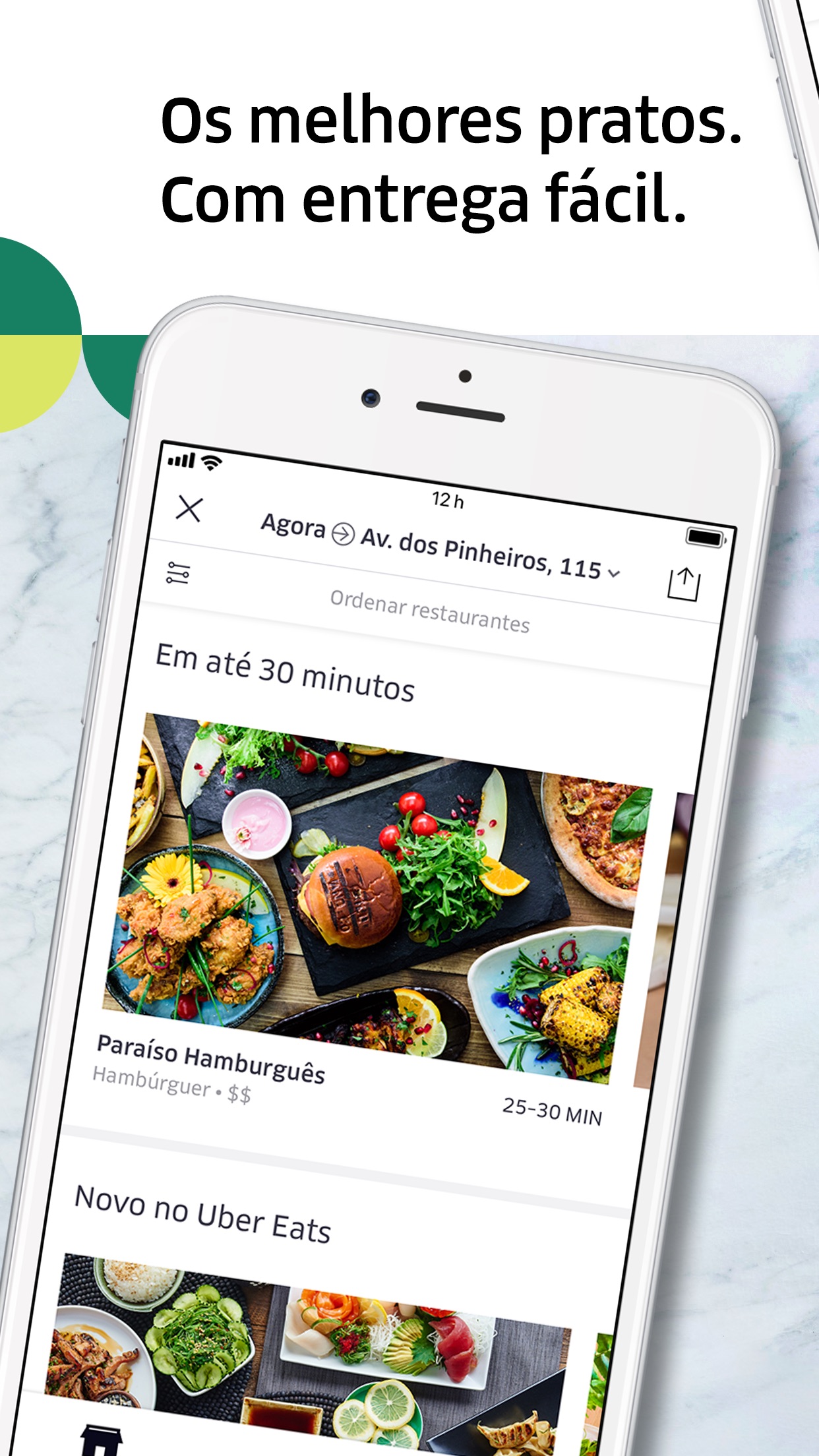 Screenshot do app Uber Eats: entrega de comida
