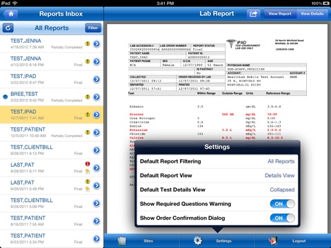 HealthLab Mobile for iPad screenshot 2