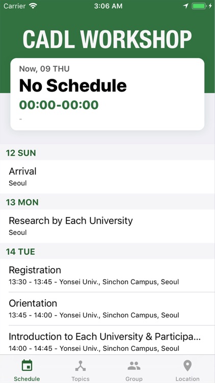 CADL - Workshop Schedule