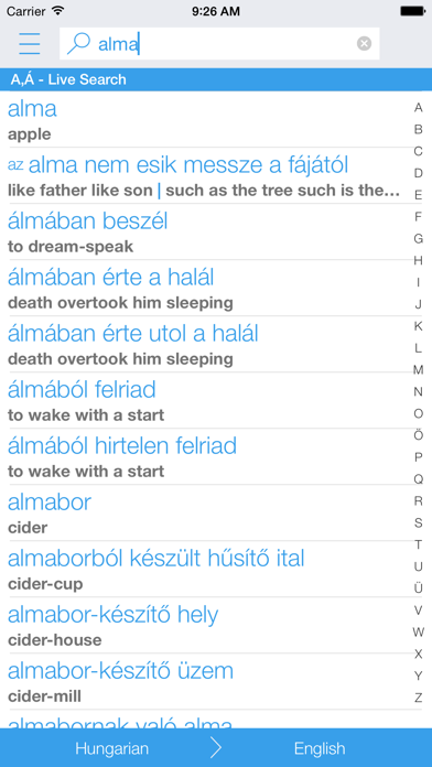 Hungarian English Dictionary and Translator (Magyar - angol szótár) Screenshot 1