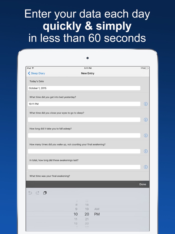 Sleep Diary with data export