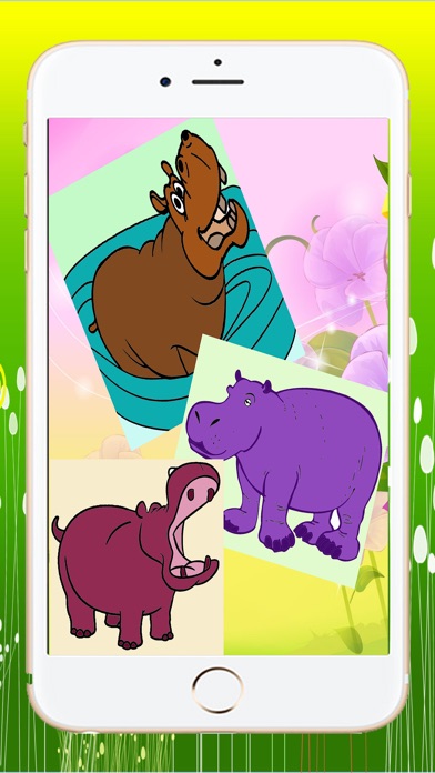 Cute Hippopotamus Coloring Book Game screenshot 3