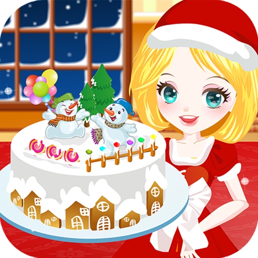 Christmas Santa making Cake icon