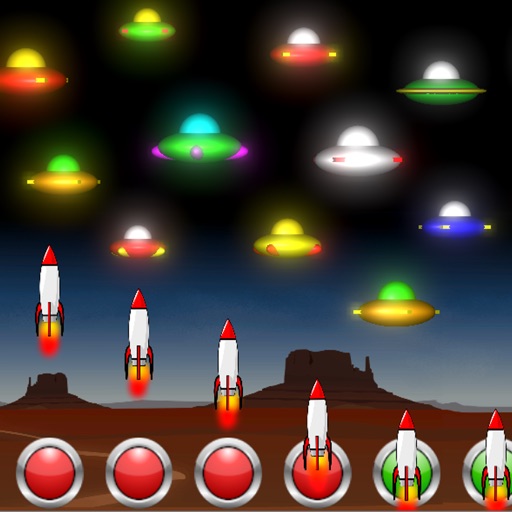 Neon UFO Invaders from Space Icon