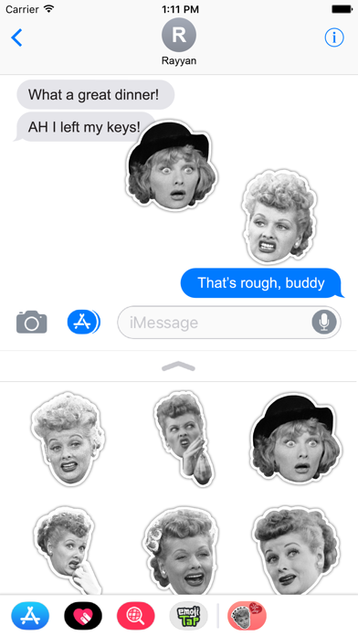 I LOVE LUCY emoji expressions screenshot 2
