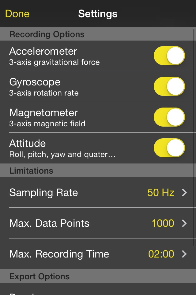Motion Data Logger screenshot 2